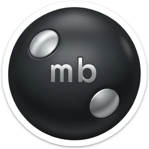 Black Ball with MB written on in the middle of it. Nothing else no holes or anything. sticker