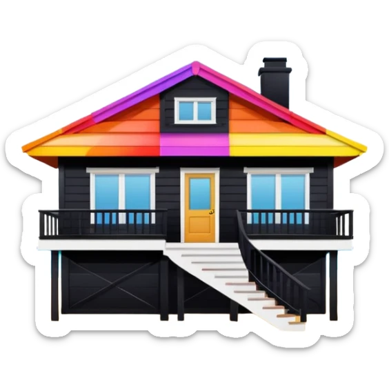 beach house house no trees not wooden like cartoonish almost only the front sticker