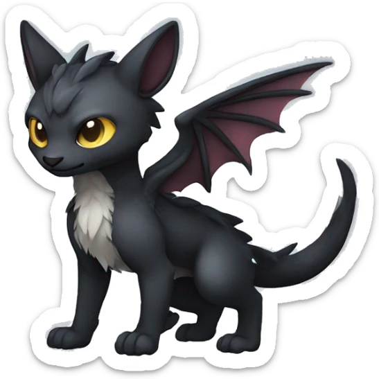 Cute cool fantasy dark-themed animal hybrid Fakemon full body sticker