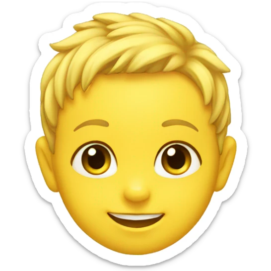 baby head, smiling, yellow skin, lock of hair sticker