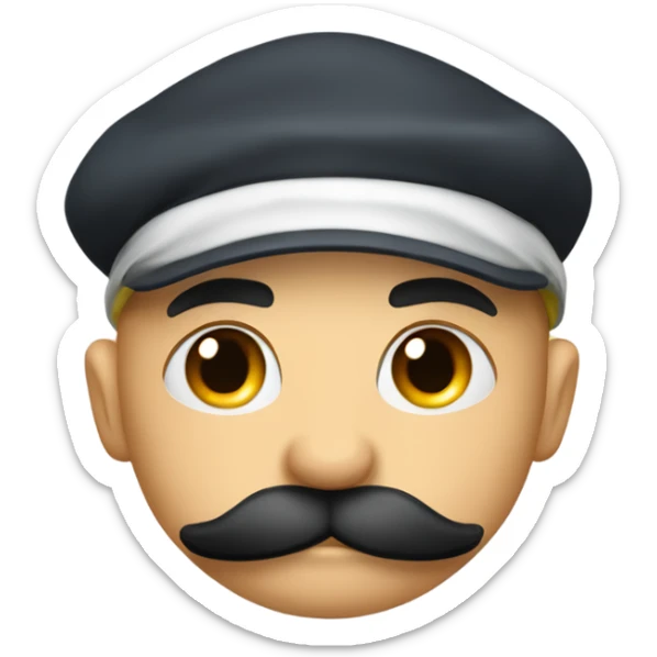 Muscular furry male underwear with black moustache and casquette yankee  sticker