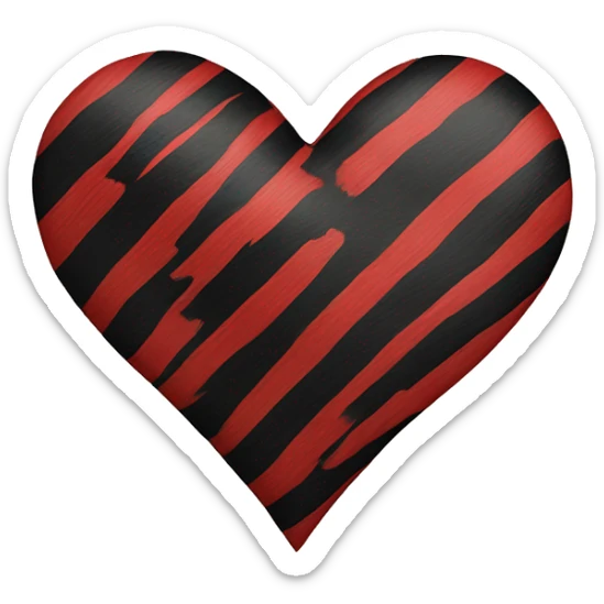Red black stripe heart sticker