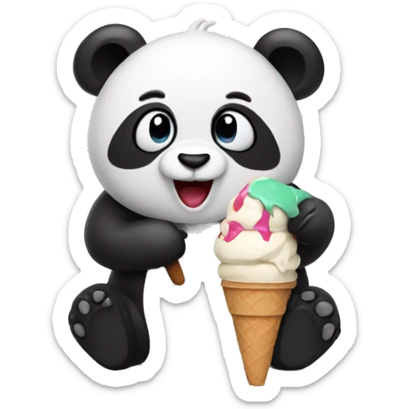 Panda eating ice cream sticker