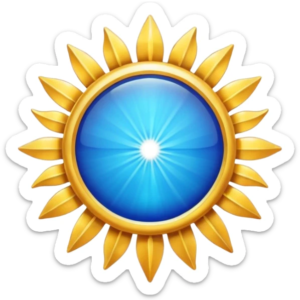 Verified badge with the body of a Sun ☀️ make the color blue and make sure they is no cartoon in it sticker