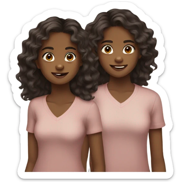 15 years old twins, brown skin wavy dark hair sticker