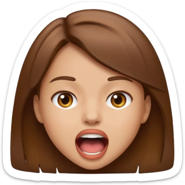 Girl with brown hair and light skin with mouth wide open  sticker