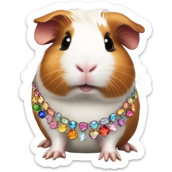 Guinea pig wearing a lot of jewelry  sticker