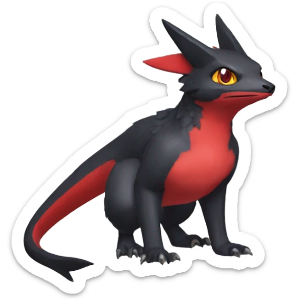 Cute cool black red nargacuga animal hybrid Fakemon full body sticker