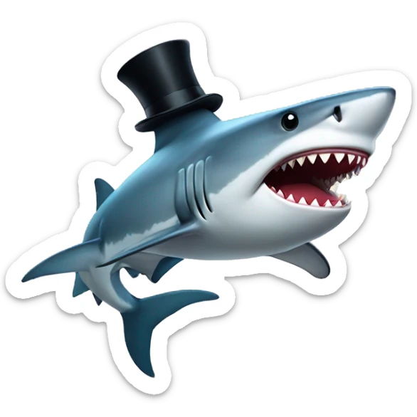 Shark with a top hat sticker