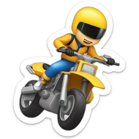 Meccanico in moto da pista con chiave in mano che saluta sticker