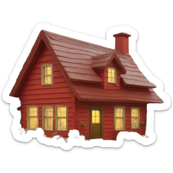 Red cottage sticker