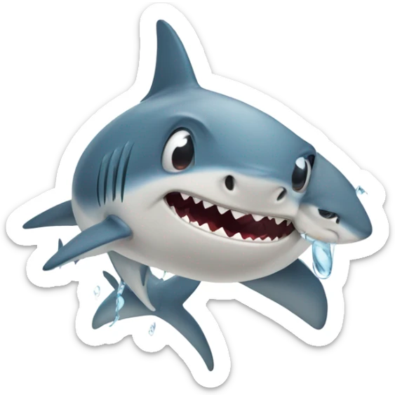 Shark with baby Shark Cried sticker