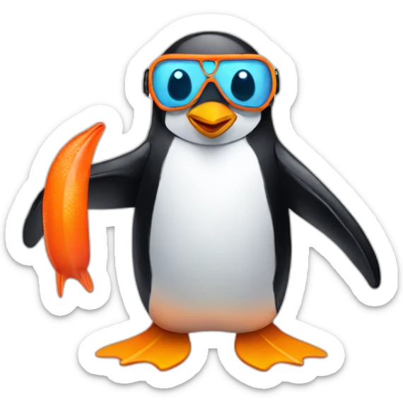 penguin with a snorkel sticker