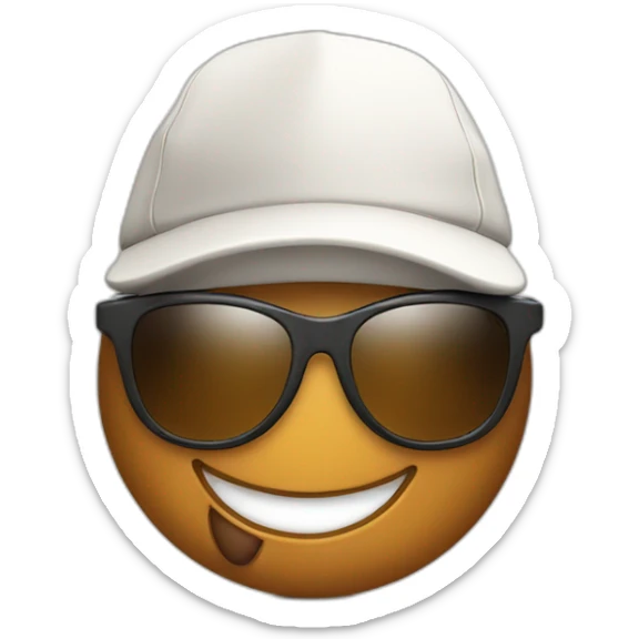 Happy Poop emoji in sport sunglasses and sport cap sticker