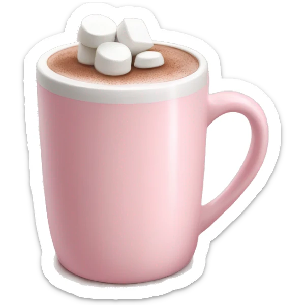 Light Pink mug of hot chocolate with marshmallows  sticker