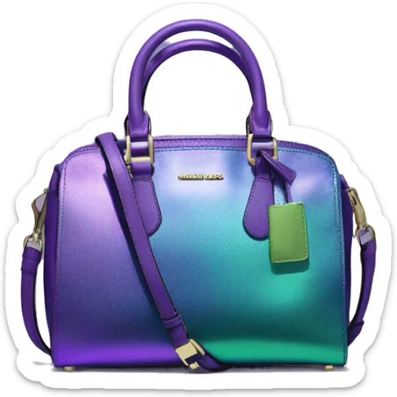 Realistic isolated blue purple and green metallic Michael Kors Satchel purse.  sticker