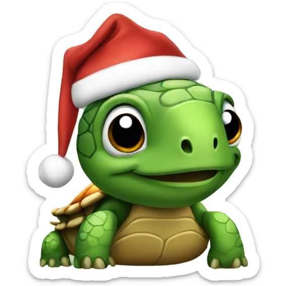A turtle wearing a Santa hat sticker