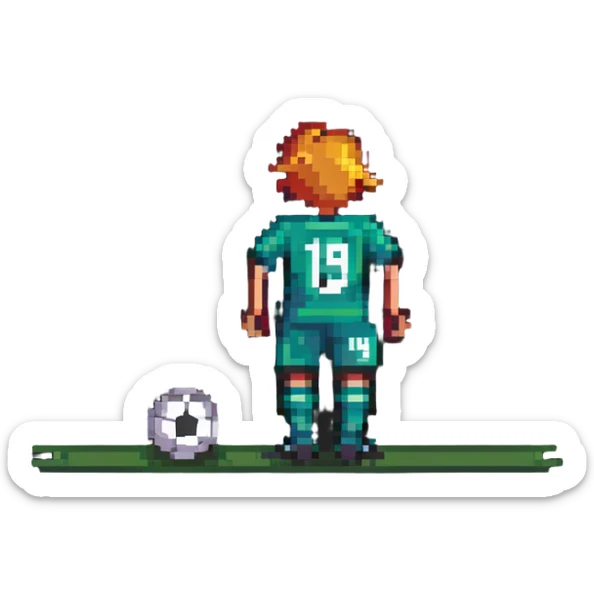 soccer player about to score on goal with the number 19 on his jersey sticker