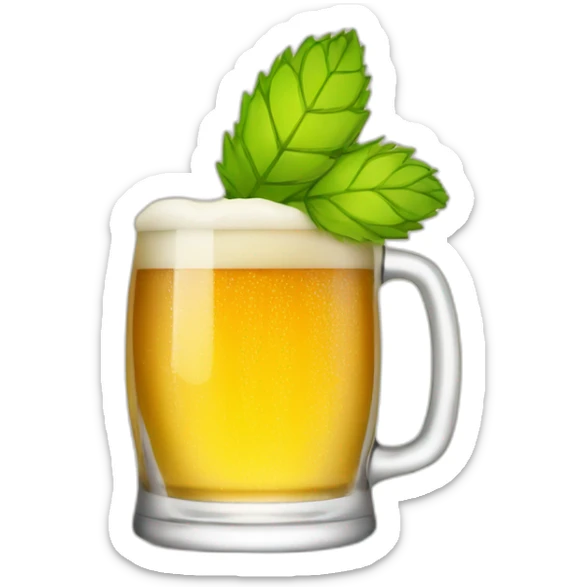 A small glass of beer with hop logo on the glass  sticker