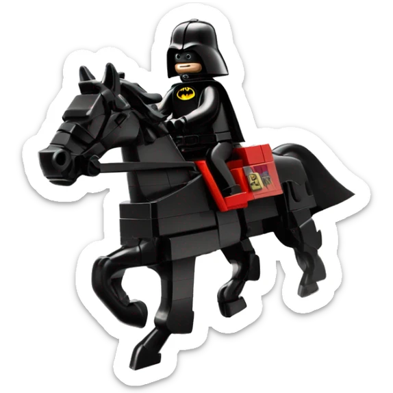 Lego horse with Batman racing against Darth Vader’s horse  sticker