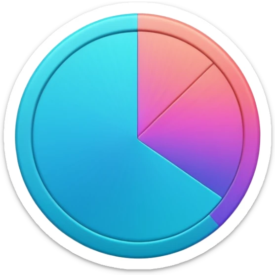 
One  Rotate 55 degree  coin color in in gradient of turquoise, blue, pink, purple, and coral sticker