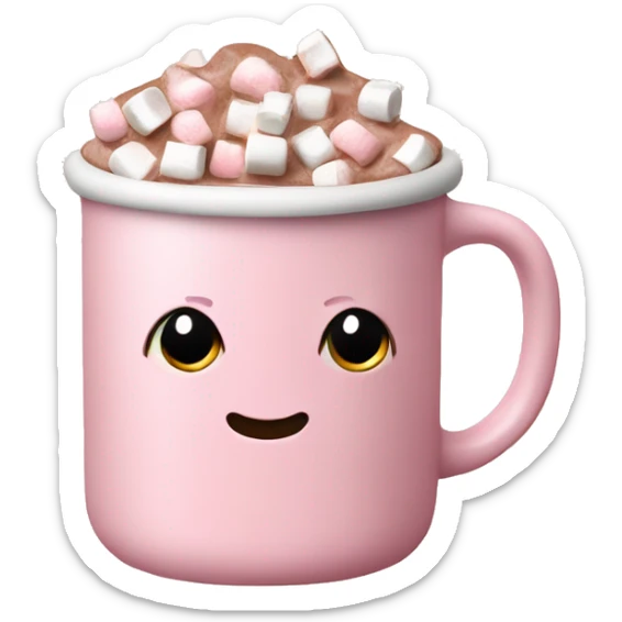 Light Pink mug of hot chocolate with marshmallows  sticker