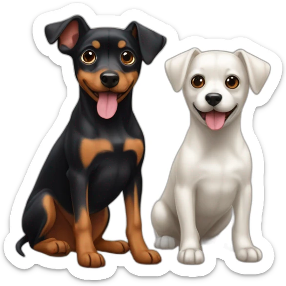 a dog of the zwergpinscher breed and a dog of the Maltese breed sticker