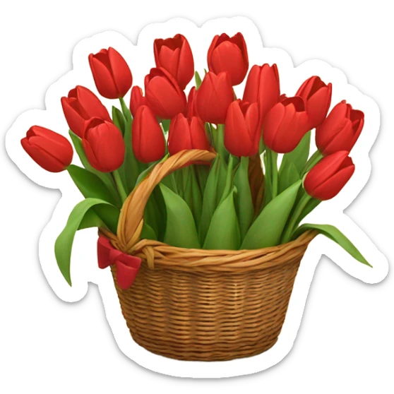 Red tulips bouquet in basket the same as the white ones you gave me sticker