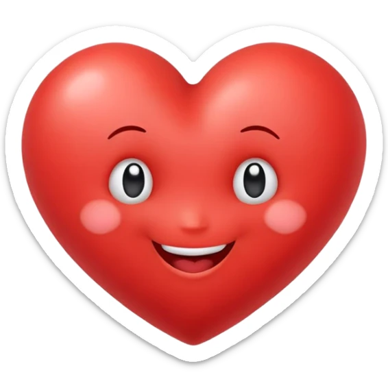 A cute red heart cartoon with a happy face, where the two top lobes of the heart are rounded and designed to look exactly like butt cheeks sticker