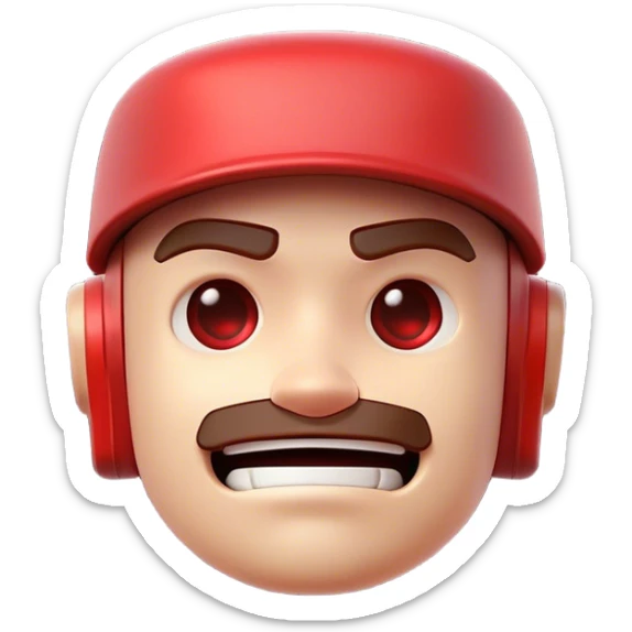 Clash of Clans aesthetic: Cinematic Playful Virtual Boy Portrait Emoji, rendered in a 3D vector-style similar to standard emojis with minimal shading and bold, simplified shapes. A compact, distinct form with signature details, softly glowing with a nostalgic gaming charm. Simplified yet unmistakably iconic, highly detailed and consistent, glowing with a soft radiance and high shine. Stylized with a touch of retro gaming magic and a soft glowing outline, capturing the essence of a beloved gaming relic with a friendly, playful manner! sticker