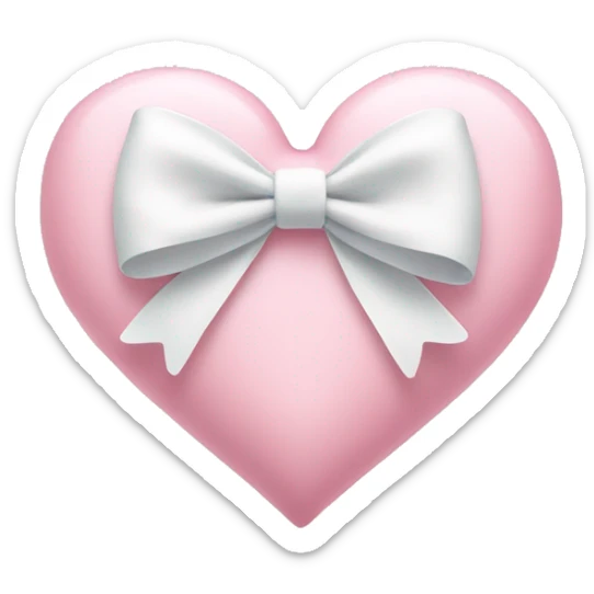 Pastel pink heart with white bow sticker