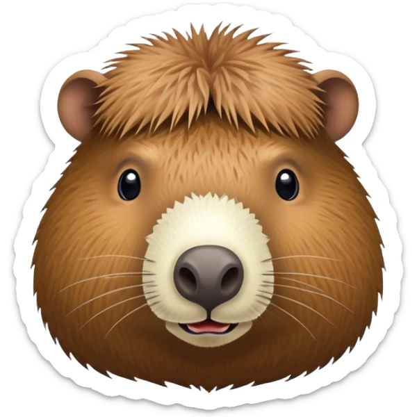 A capybara-coconut hybrid with the animal's head and a round, brown, textured coconut as its body sticker