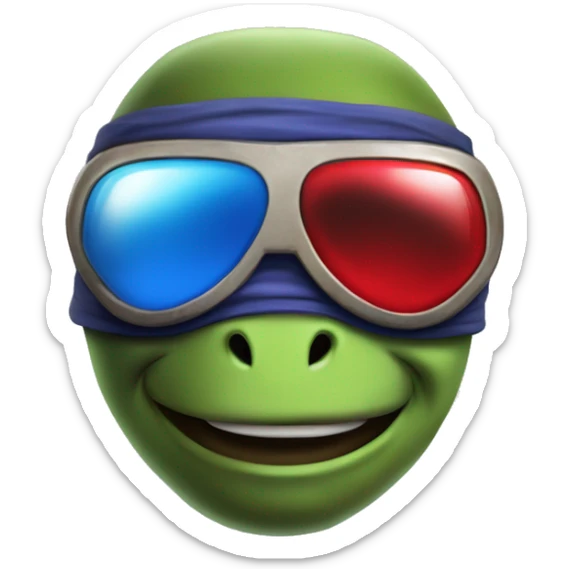 donnie the teenage mutant ninja turtcle with red and blue goggles sticker
