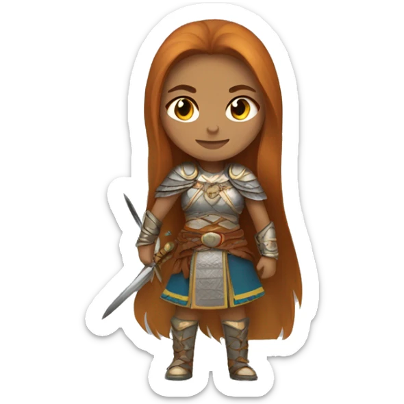 Brazilian female with ginger long hair wearing Mongolian warrior outfit sticker
