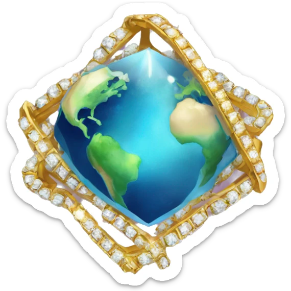 /imagine prompt: a diamond chain of the lettre "X" on the planet earth sticker
