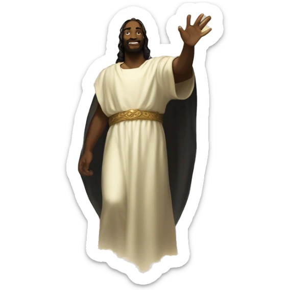 Black God the Father and Black Jesus high fiving in heaven surrounding by clouds sun and shinning rays sticker