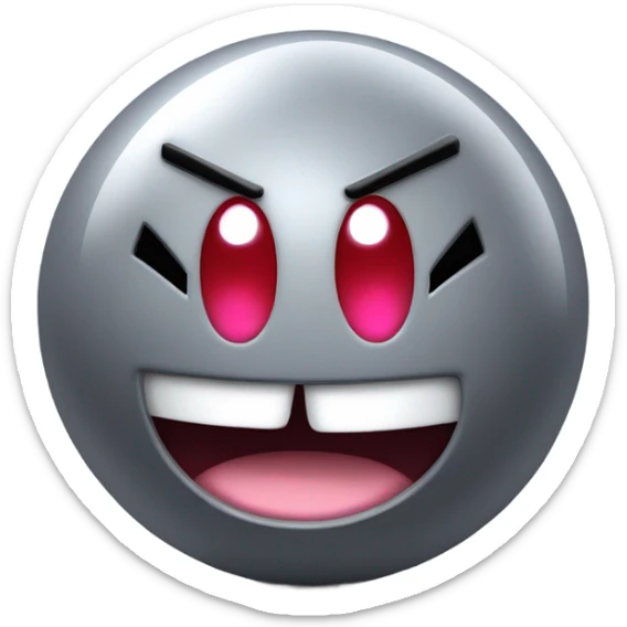 Metal cute mad Kirby Gray ball driving on car wheels with mad eyebrows game sticker