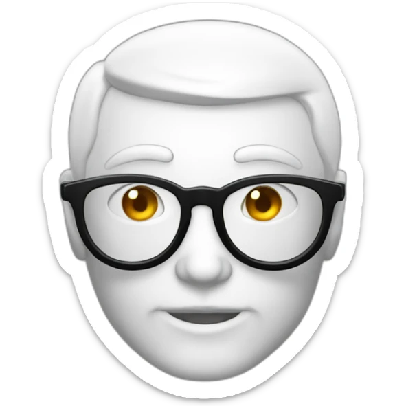 Viel homme blanc chauve avec lunettes rondes SANS moustache visage rond sticker