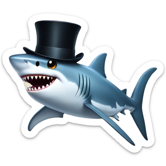 Shark with a top hat sticker