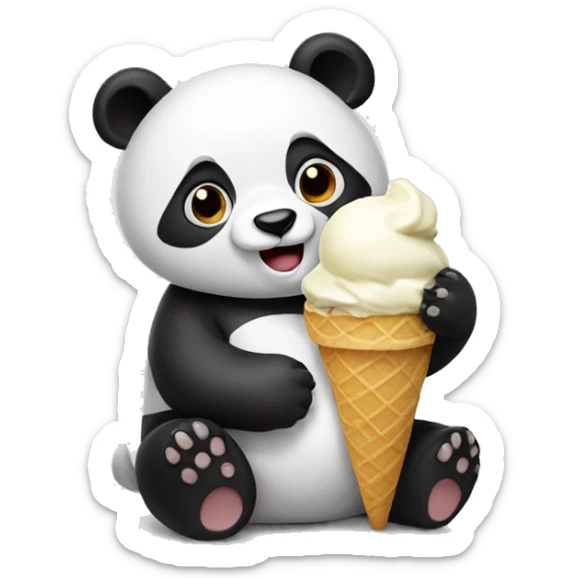 Panda eating ice cream sticker