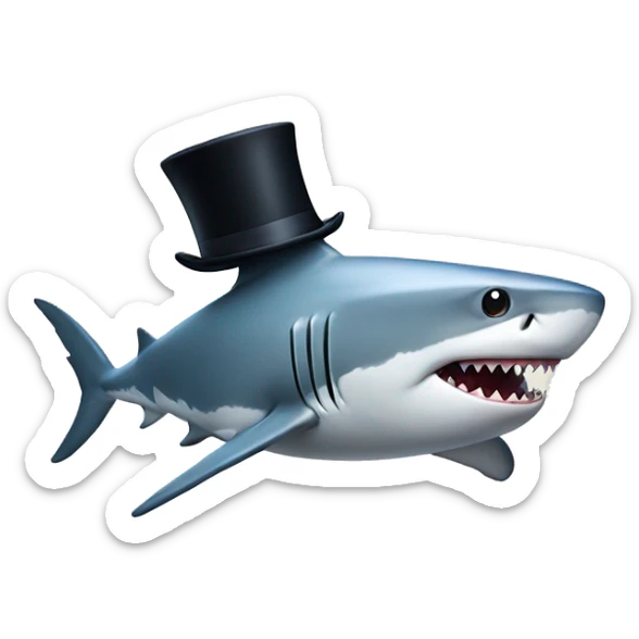 Shark with a top hat sticker