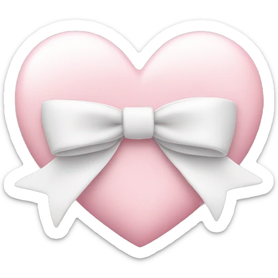 Pastel pink heart with white bow sticker
