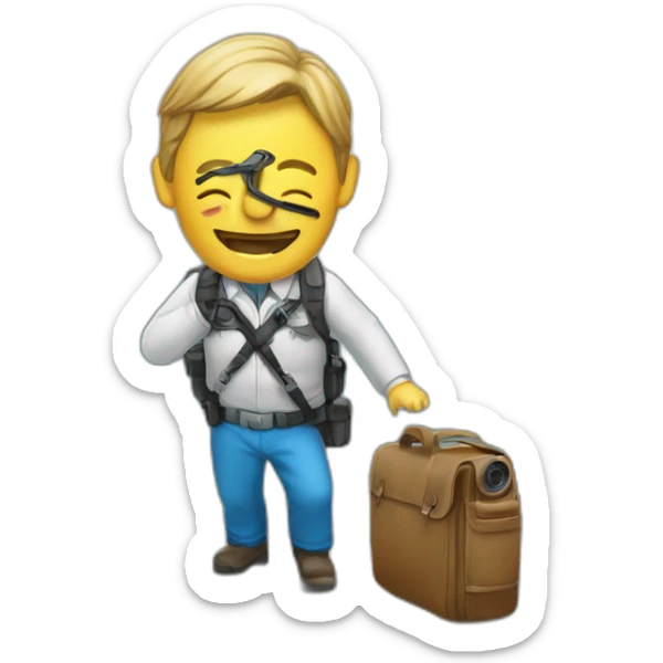 Un monsieur sur une montagne avec un appareil photo sticker