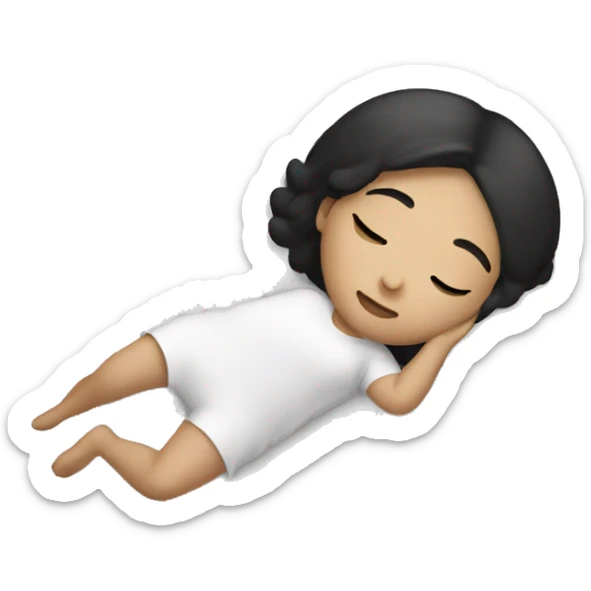  girl sleeping . The girl has a black hair and white skin  sticker
