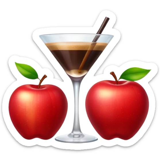 The apple heart eye emoji except the emoji has espresso martinis for eyes sticker