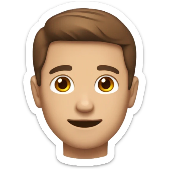 make me an emoji of a man with brown hair smiling with their hands side by side crossed sticker