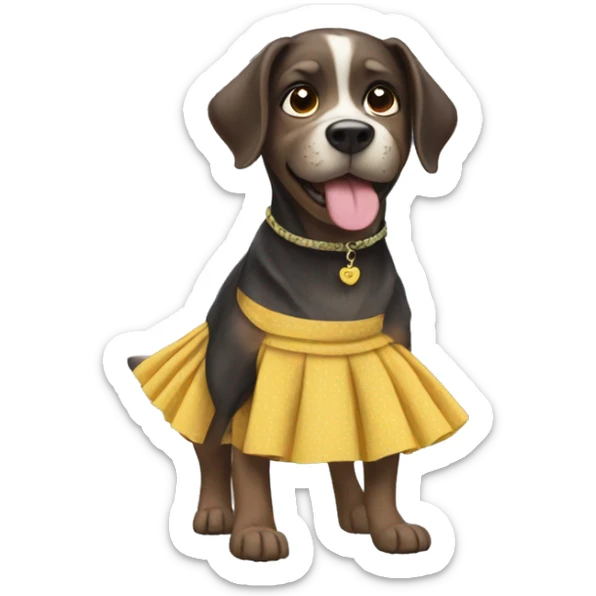 Dog with skirt sticker