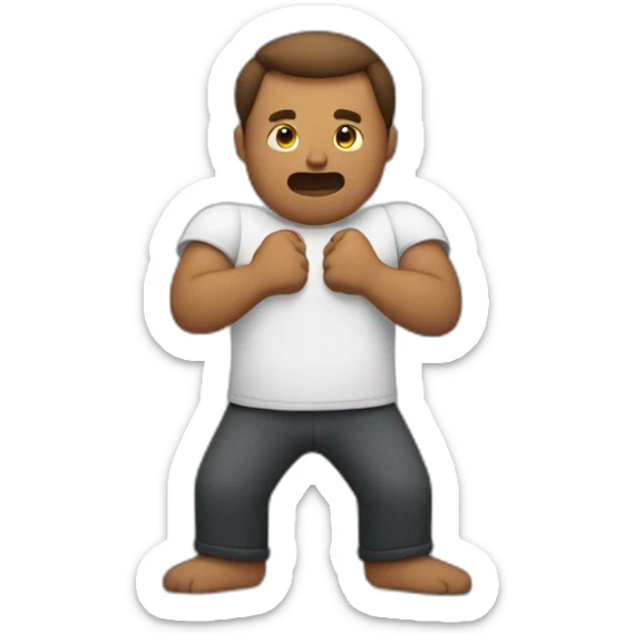 Man with his arms like an x in front of his chest and his fists closed sticker