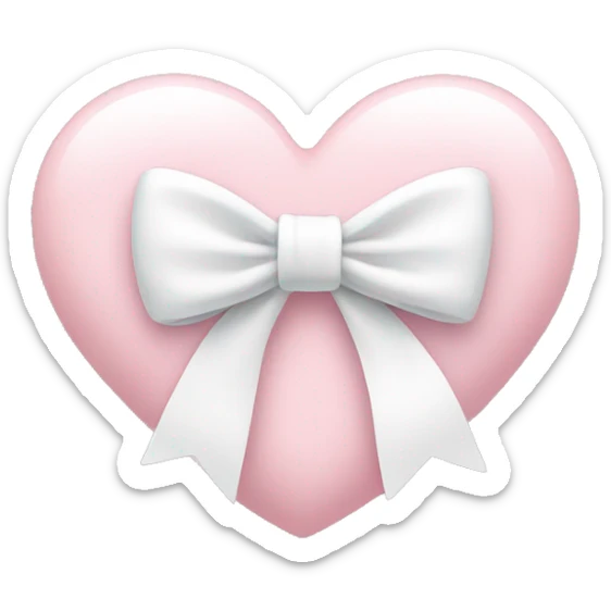 Pastel pink heart with white bow sticker