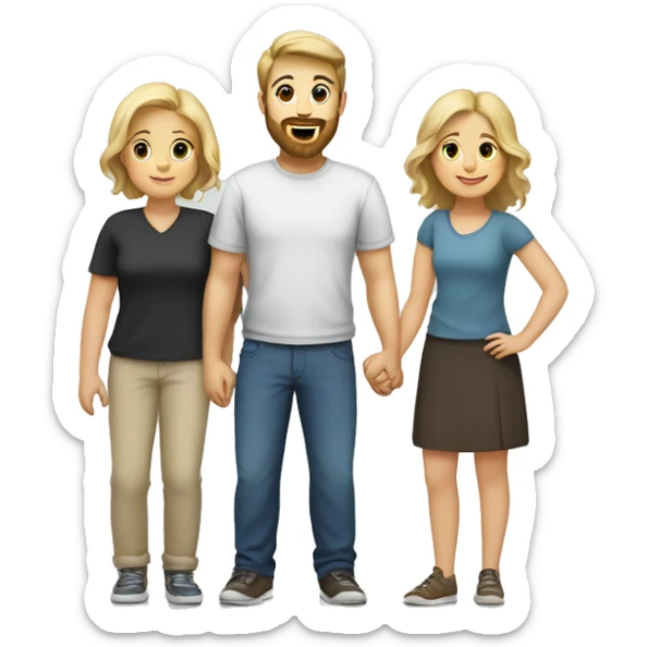 Family of 4. Husband with beard and short hair, wife with brown hair and brown eyes, teenage daughter with blonde hair, toddler boy with blonde hair sticker